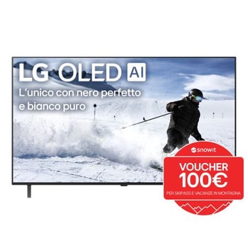 Vista frontale di una TV 55 pollici LG OLED AI B5 4K Smart TV 2025 OLED55B56LA